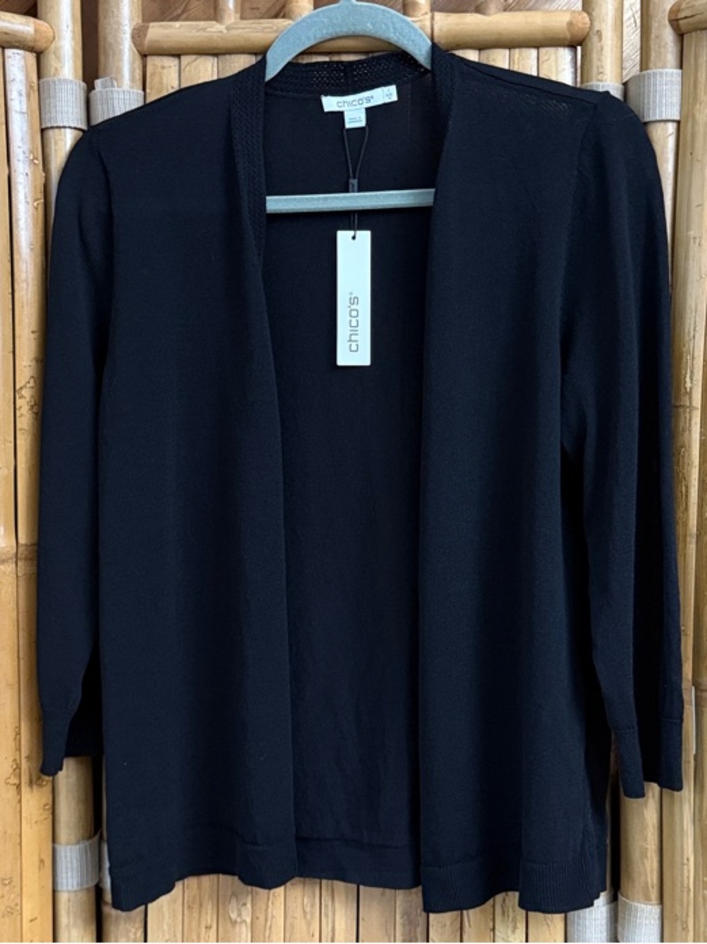 Chico's Black Open-Front Cardigan Size 1 (Small).  NWT